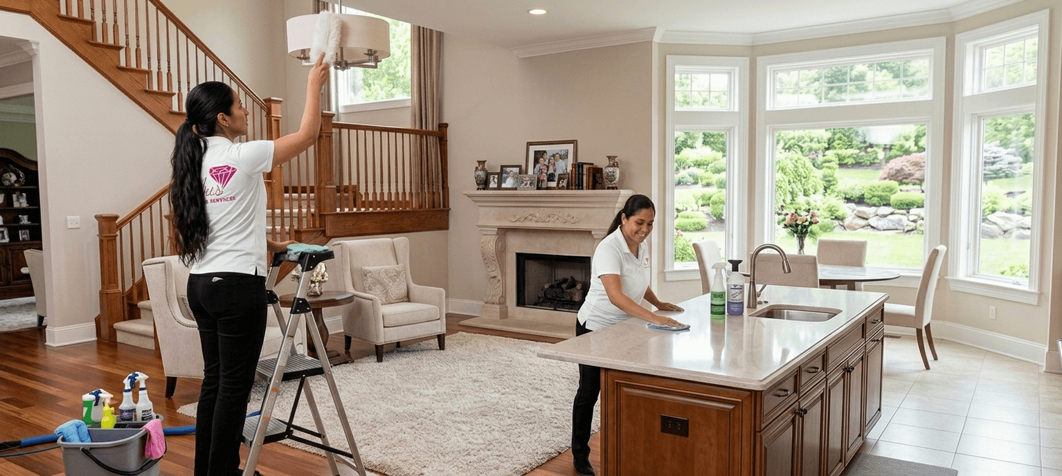 Ari's Cleaning team cleaning a bright Eastern Washington home